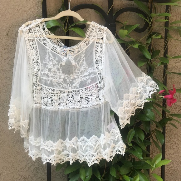 pink melo Tops - Pink Melo Crocheted blouse